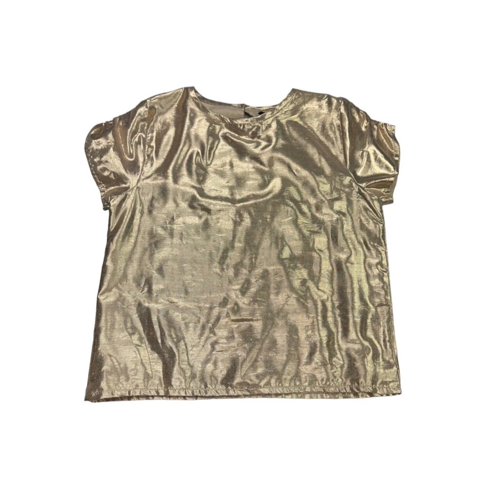 Girls Velveteen Metallic Gold Shirt Size 8